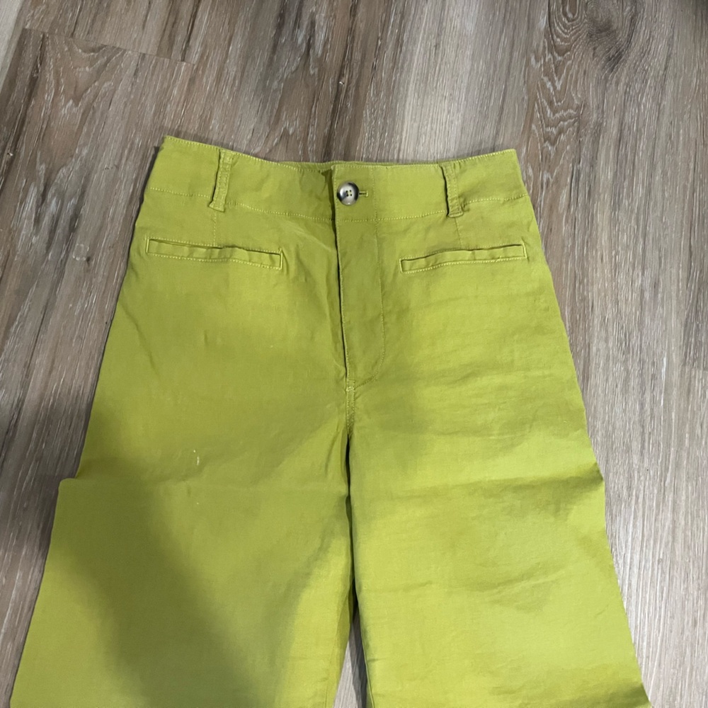Anthropologie Maeve The Colette Wide Leg Full Length Pants Size 30 Lime Green - Picture 4 of 8